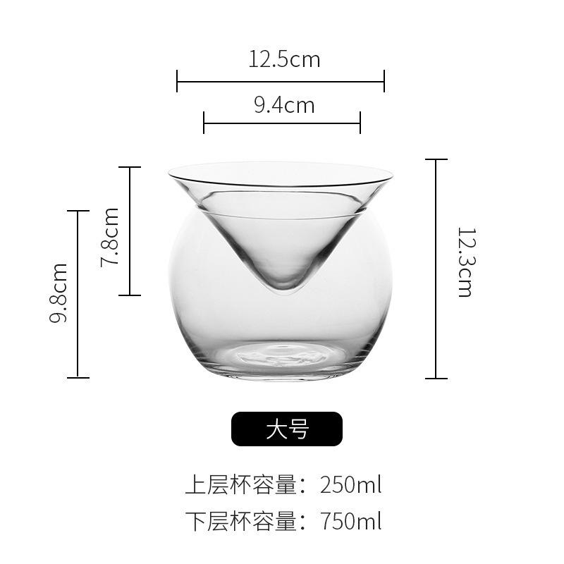 Бокалы для коктейля Мартини без ножки с охладителем Поднос для подачи с держателем для льда Набор для подачи икры из стекла Охладитель для алкогольных коктейлей