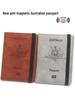 Australian Anti-magnetic Leather Passport Holder with Multi-card Slots and Elastic Band