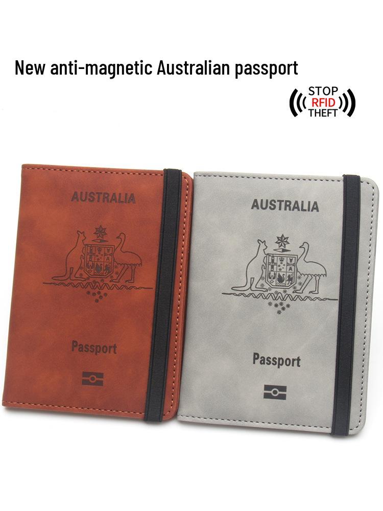 Anti-Theft Leather Passport & Card Holder with Anti-Magnetic Protection, Multiple Pockets for Bank Cards