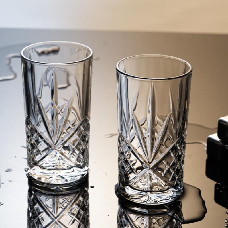 2pcs Sets Creative Carved Wine Glass Transparent Whiskey Glass Vintage Cocktail Glass Drinking Glasses Bar Foreign Wine Glass