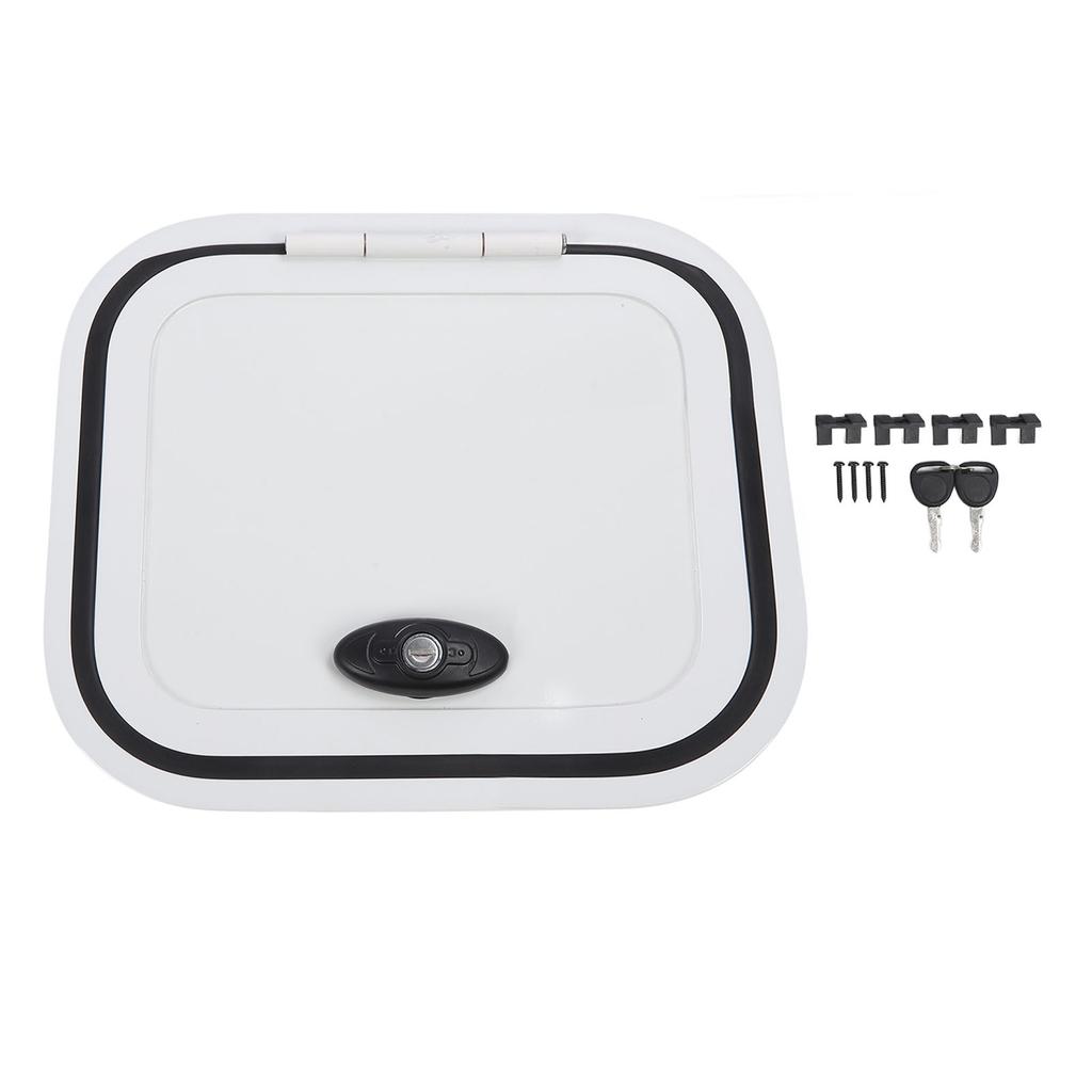 RV Storage Hatch Door with Lock 13.66x11.61 Inch Surface Mount Aluminum Alloy Square RV Baggage Door for Motor Home