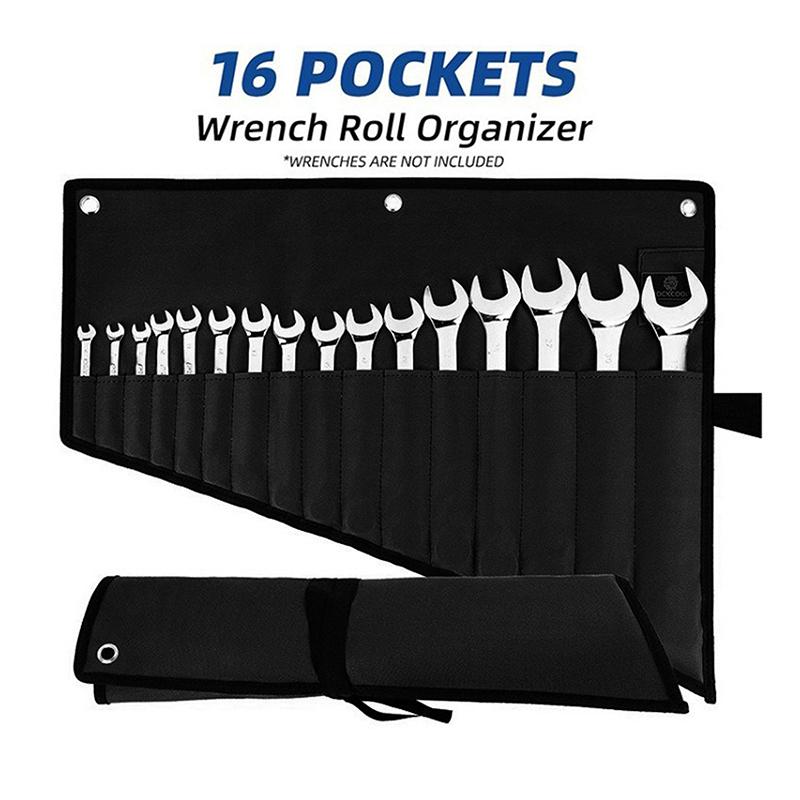 Органайзер для гаечных ключей, Сумка-скрутка для инструментов – 16 карманов, Водонепроницаемая ткань Оксфорд, Органайзер-скрутка для гаечных ключей для гаража, мастерской, домашнего ремонта