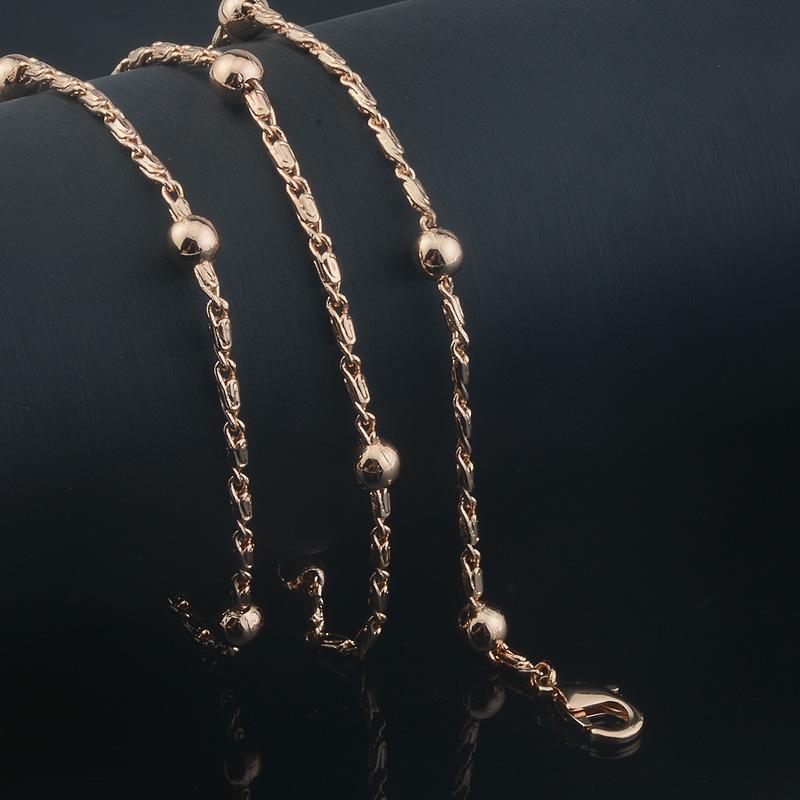 Новое Женское 585 Розовое Золото Цвет Бусины Умный Подвеска Тонкое Ожерелье Звенья Цепочки