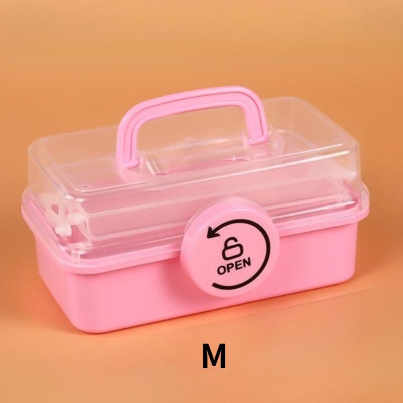 Portable Multifunctional Plastic Storage Box with Three Adjustable Layers, Suitable for Storing and Organizing DIY Crafts