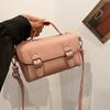 New Pu Leather Buckle Bag for Women Simple Large Capacity Women's Handbag Solid Square Shoulder Crossbody Bags