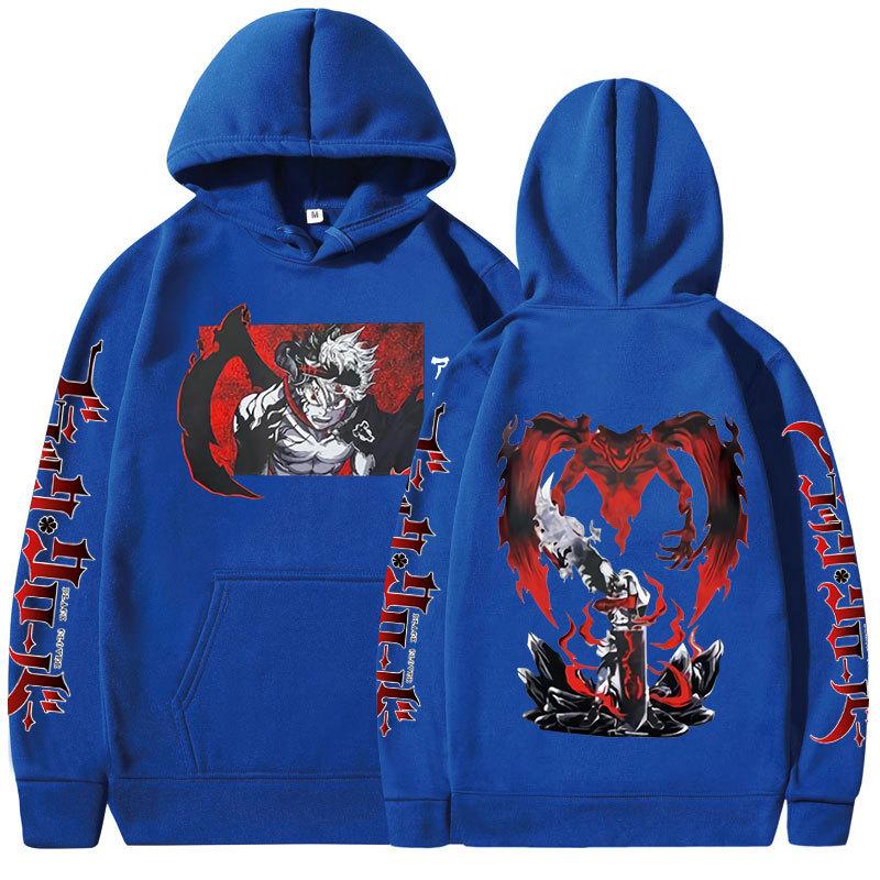 Толстовка с черным клевером в японском стиле Asta, двусторонние толстовки с графическим рисунком, винтажные мужские повседневные толстовки большого размера в стиле Харадзюку, пары