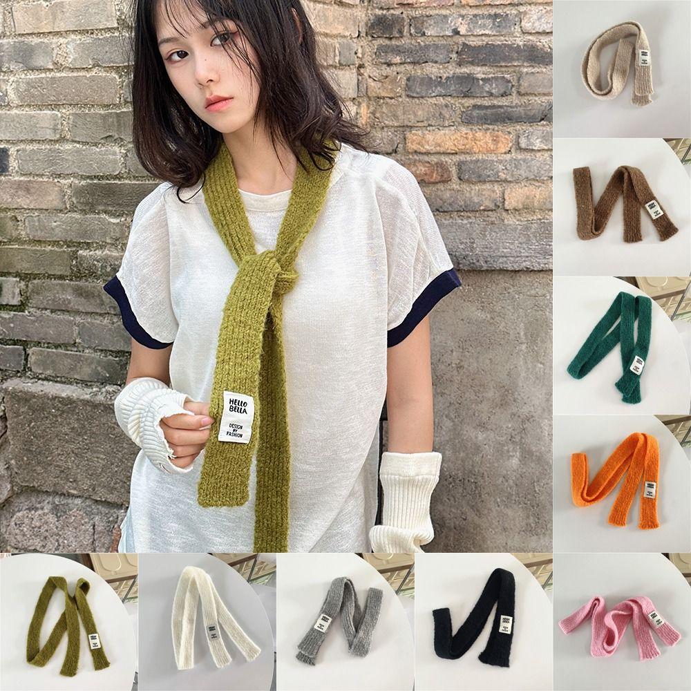 Letter Neck Tie Korean Style Neckerchief Fashion Y2K Knitted Long Scarves Winter/Autumn