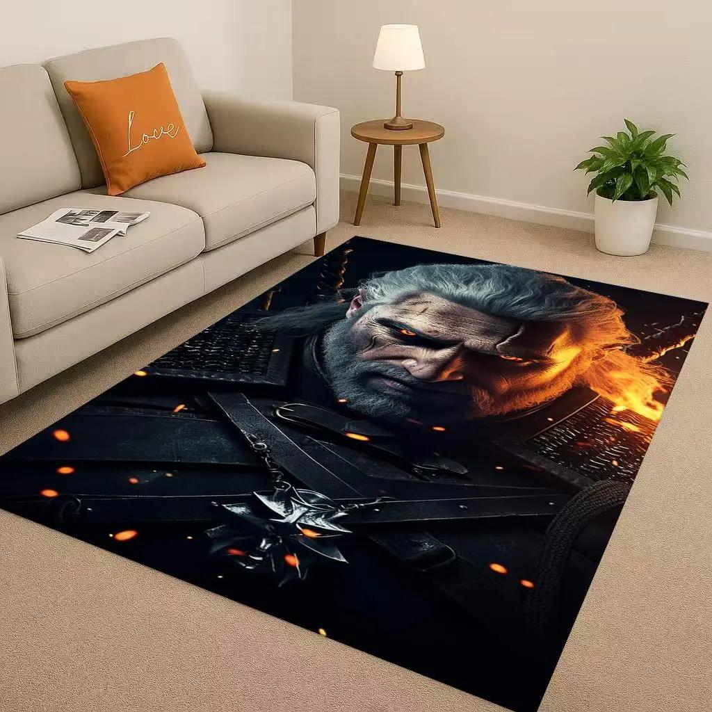 HD The W-Witcher Game Geralt Gamer Cartoon Living Room Non-Slip Area Rug Carpet For Bedroom Playroom Sofa,Home Doormat Kid Gift