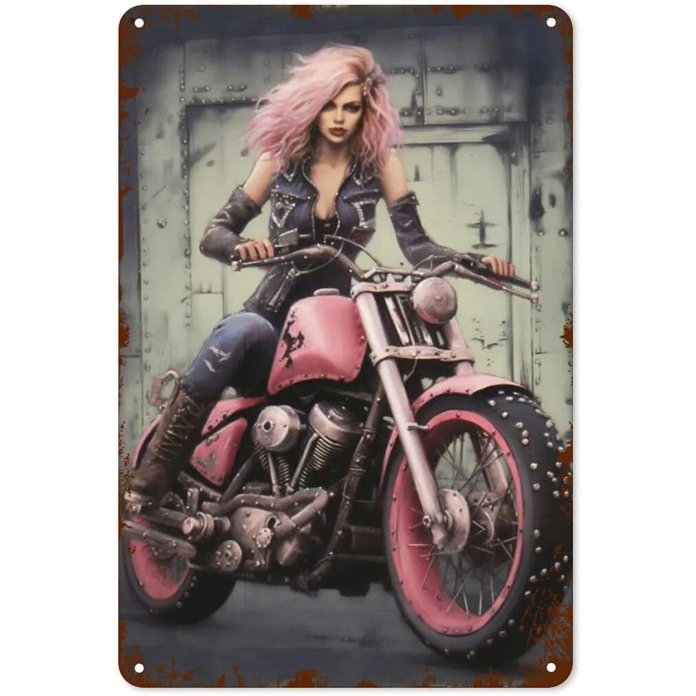 Металлические жестяные вывески Pin Up Девушка Женщина Мотоцикл Сексуальная Девушка Винтаж Забавные Художественные Настенные Украшения для Дома Мужчина Пещера Гараж Кафе Бар Клуб