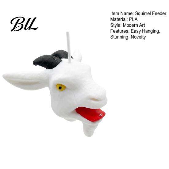 Cute Goat Gift for Gardeners Sheep Head Squirrel Feeder, Weather Resist Outside Hanging Ornament Small Pet Feeding Supplies with Rope, Wildlife