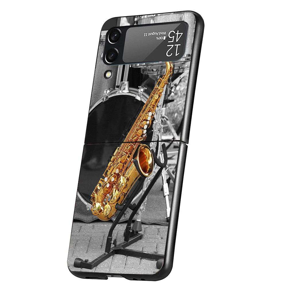 Music Saxophone Instrument Phone Case For Samsung Galaxy Z Flip 7 6 5 4 3 5G Cover ZFlip7 ZFlip6 ZFlip4 ZFlip5 ZFlip3 Coque Fund