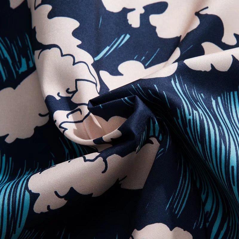 Рубашка с короткими рукавами, мужская летняя тонкая рубашка Ruoshuai в гавайском гонконгском стиле, рубашка в стиле ретро с принтом в японском стиле, ледяной шелк