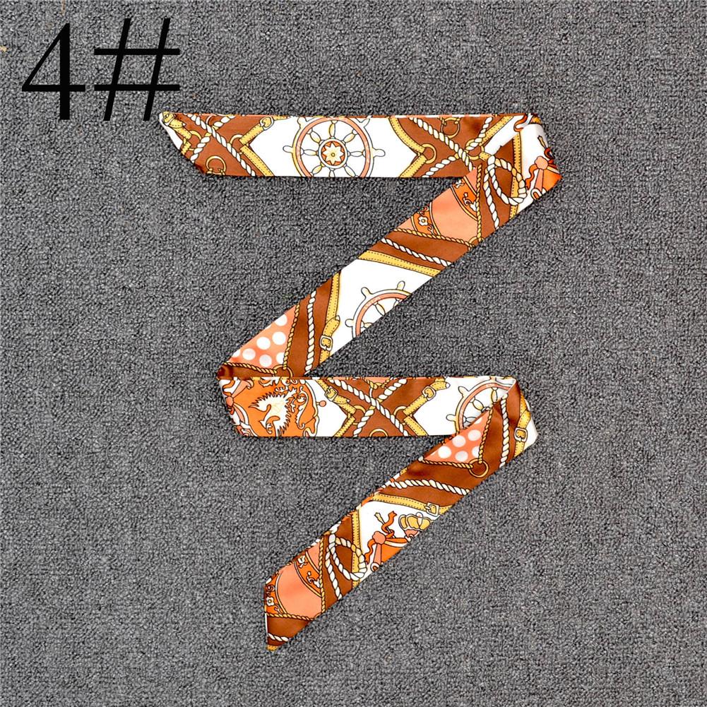 Fashion Color Printing Long Silk Scarf Women Ribbon Neckerchief Print 4cm Thin Narrow Scarves Bag Hair Band Ribbon Headscarve