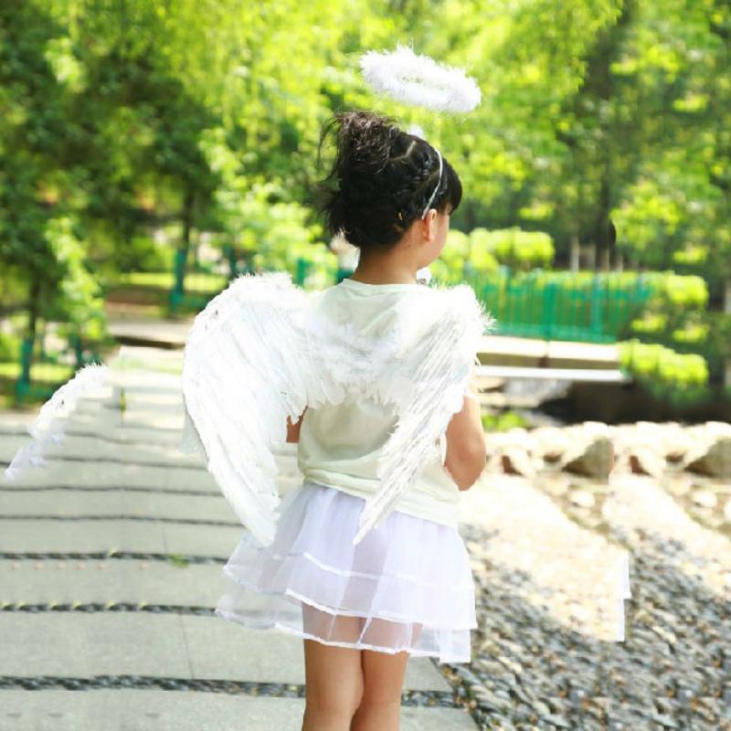 Kids Adult Fairy Feather Wings Wand Halo Halloween Party Costume Fancy Set