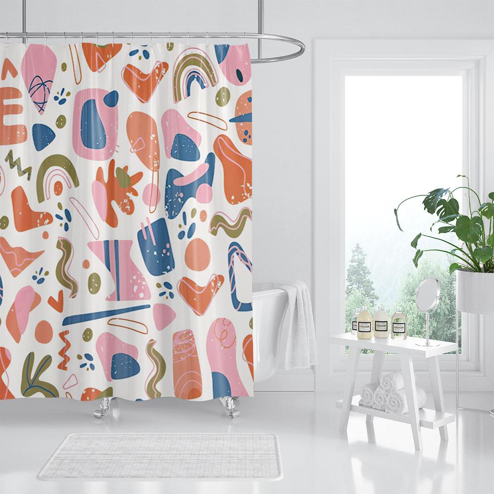 Занавеска для душа с геометрическим узором в стиле поп-арт, модная классическая абстрактная красочная занавеска для ванной комнаты, водонепроницаемые тканевые декоры, наборы с крючками