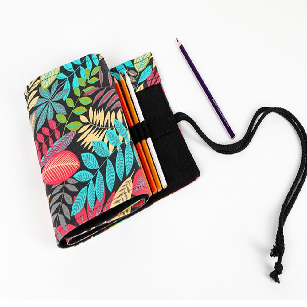 Цветная тканевая рулонная занавеска для ручек 12/24/36/48/72 отверстий держатель для косметики школьные принадлежности для школьников