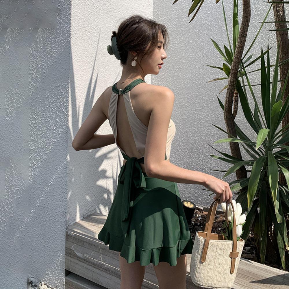 2024 Новый корейский купальник из двух частей, юбка-майка, сексуальный женский купальник с высокой талией, женский купальник, монокини, юбка для плавания