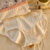 7A Antibacterial Cotton Mid-Waist Women's Briefs - Sweet Japanese Korean Style, Skin-Friendly, Color Block Design
