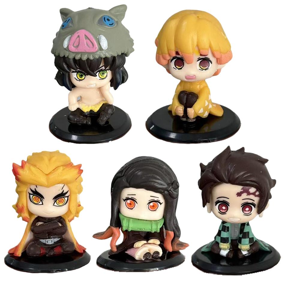 Q Posket Demon Slayer Figure Mini Figurine 5Cs 10Pcs 15Pcs Sets Kimetsu No Yaiba Small Pvc Dolls Desktop Decoration