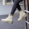 Модные высококачественные женские зимние ботинки средней высоты на толстой подошве 2024 года, повседневные модные современные ботинки со шнуровкой и круглым носком для женщин