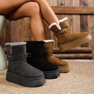 Зимние новые бархатные теплые сноубутсы нескользящие удобные женские туфли Северо-восток путешествия на открытом воздухе универсальные с пряжкой ремня хлопковые туфли