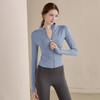Fleece yoga clothes women's 1011 new spring stand-up neck sports jacket cardigan zipper warm fleece running top