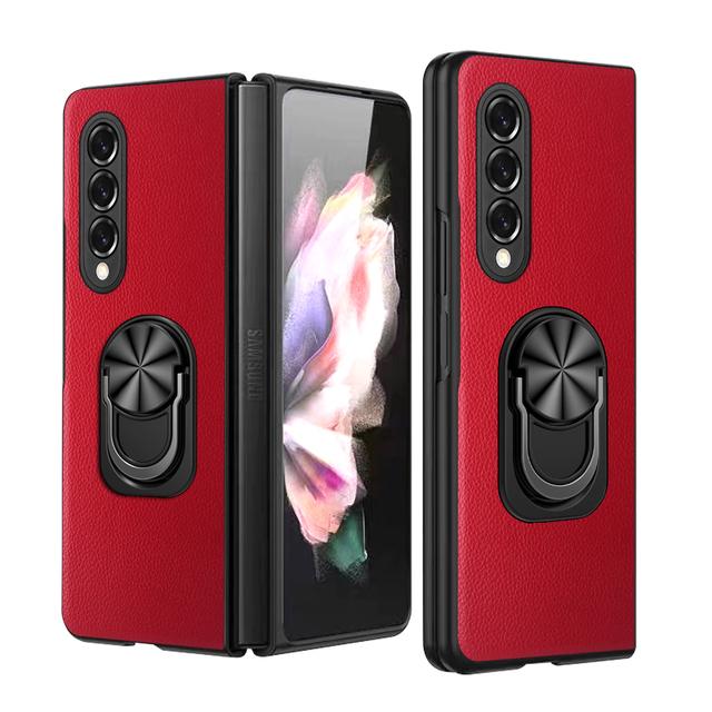 Тонкий легкий кожаный чехол-держатель для кольца для Samsung Galaxy Z Fold 3 4 Fold4 5g Fold2 Fold3 Fold 2 противоскользящий чехол для мобильного телефона