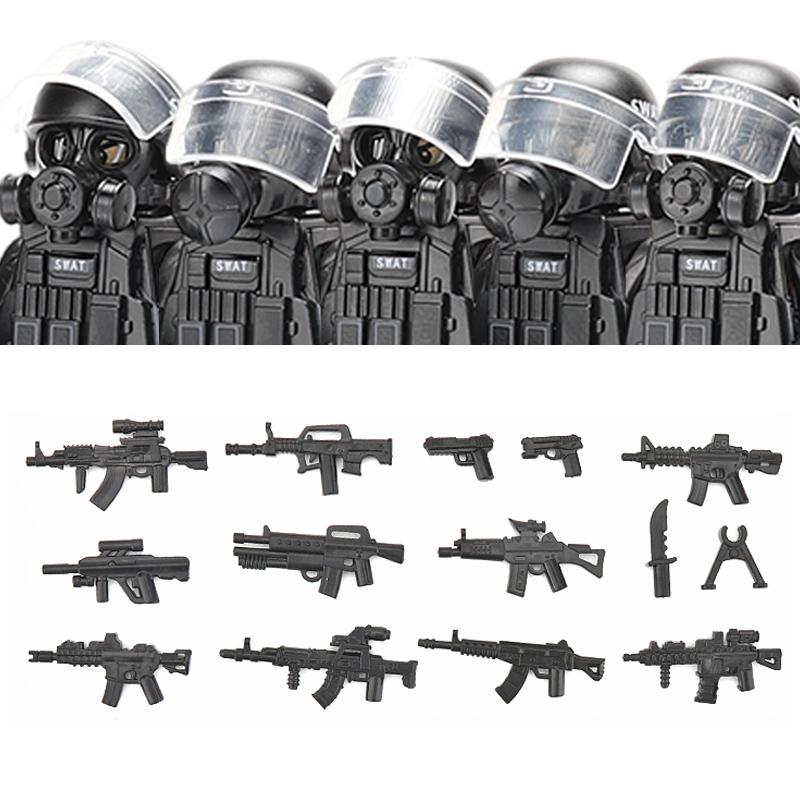 Городская полиция Китай Спецназ Конструктор Штурмовой солдат Фигурки SWAT Маска газовой защиты Военное оружие Кирпичики Игрушки Дети