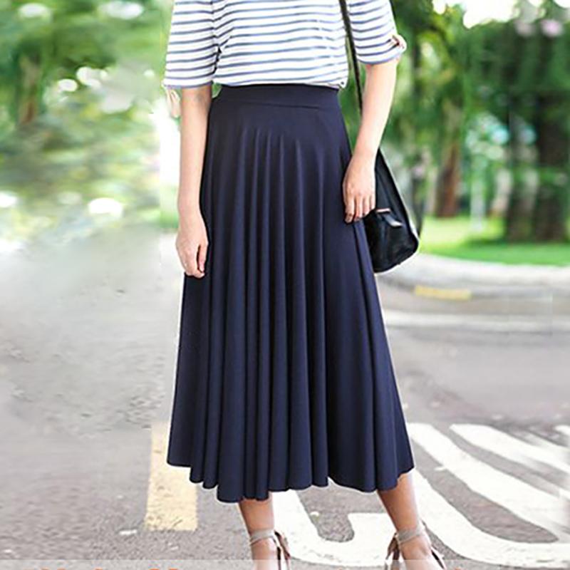 Летняя новая модная свободная юбка больших размеров, длинная юбка с большим качелями, плиссированная юбка-зонтик с высокой талией