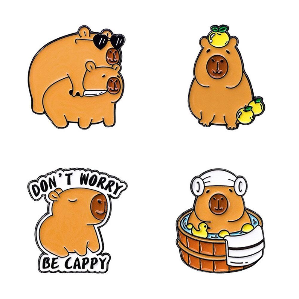 Cartoon Capybara Brooch Hat Buckle Capybara Corsage Cute Small Animal Badge Children