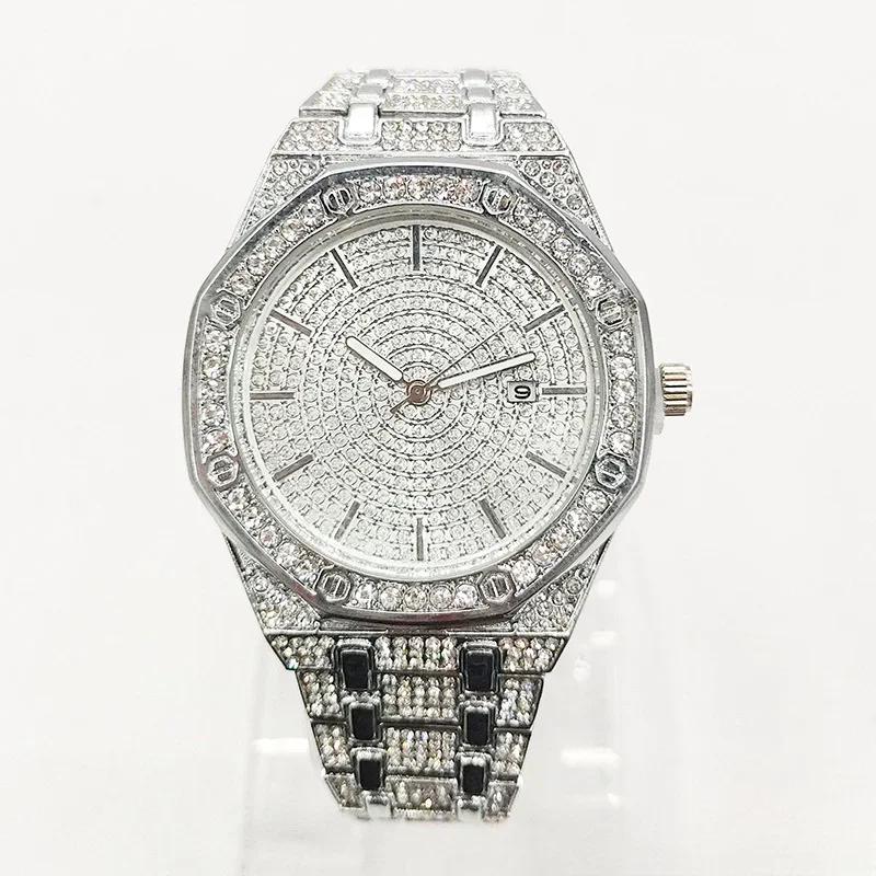 Мужские кварцевые часы класса люкс с бриллиантами от элитного бренда Full Sky Stylish All Diamond Watch для встреч