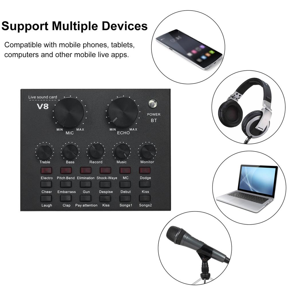 Многофункциональная звуковая карта BT Live, интеллектуальный звуковой микшер, звуковая карта для компьютеров и мобильных телефонов, живой звук
