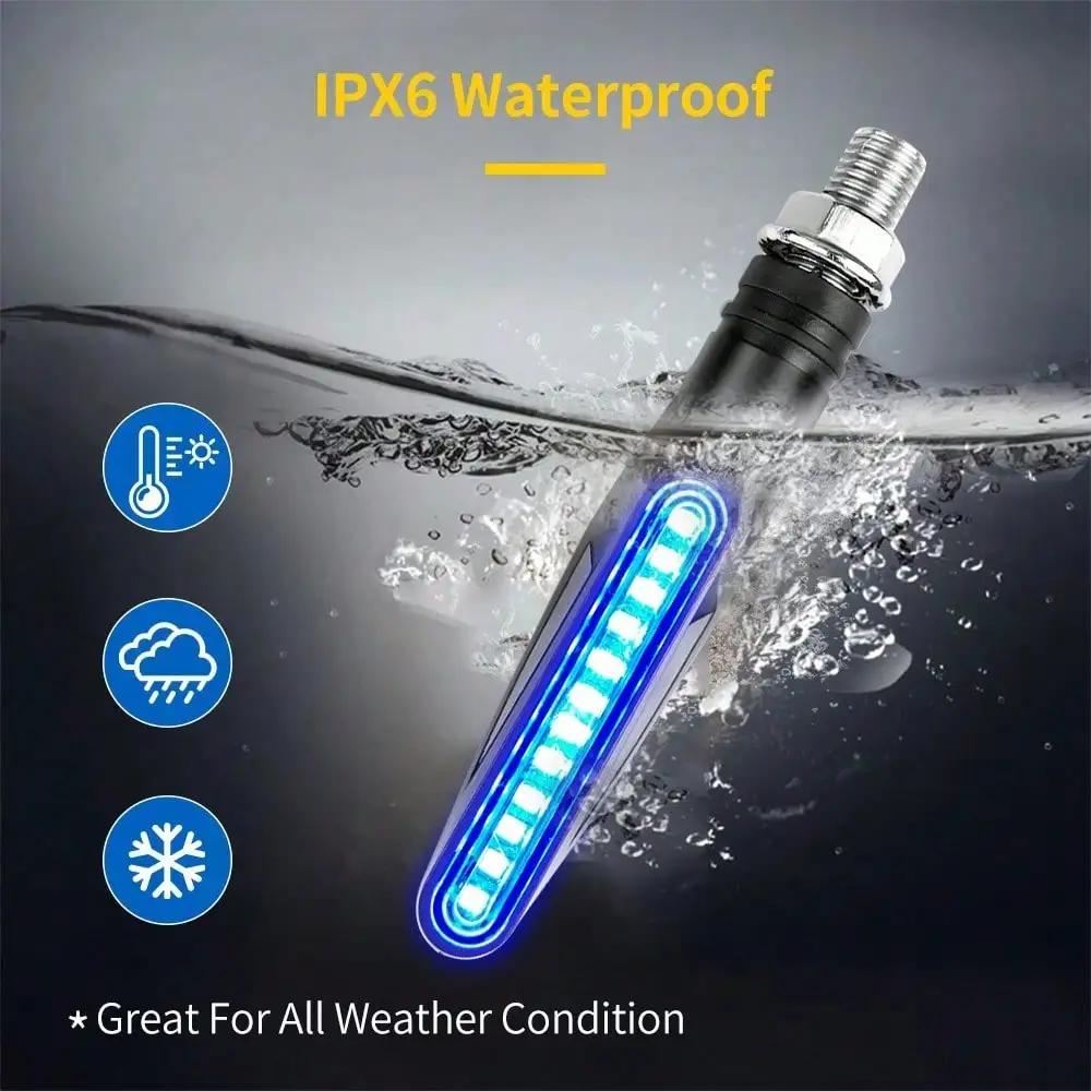 2PCS Universal LED Motorcycle Turn Signal Lights – 12V IP68 Waterproof Amber Flashers for Rear Bike Lamps (Accessories)