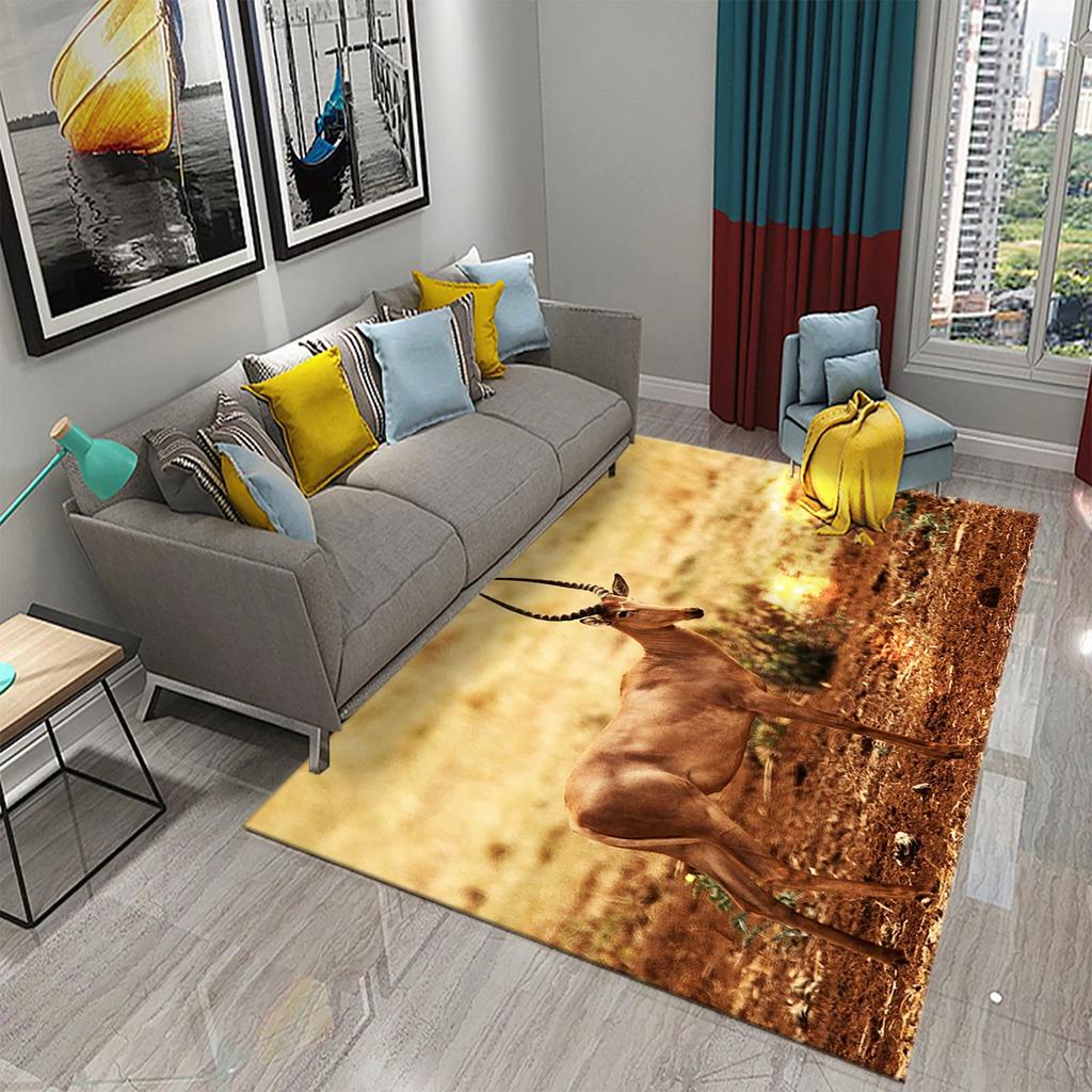 3D Ковер Антилопа Прекрасный Ковер с Животным для Ванной Комнаты Кухни Прихожей Противоскользящий Напольный Ковер Украшение Гостиной Спальни Придверный Коврик