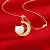 Jade Dragon Moon Necklace for Girls Fresh Daily Versatile Summer