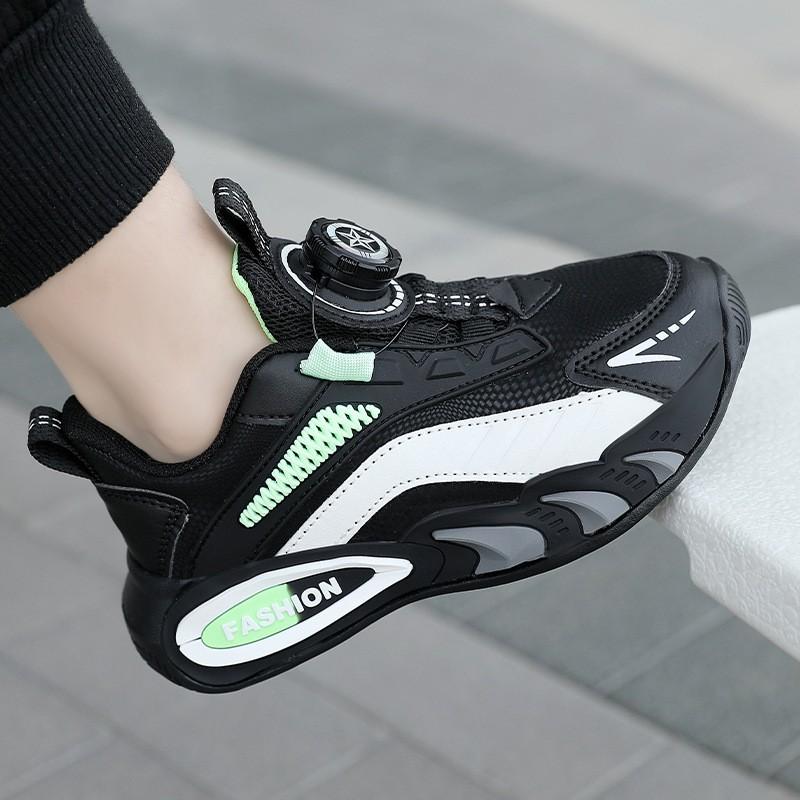 Youth style shoes Kids Breathable Mesh Running Shoes With Rotating Buckle Boys Girls Lightweight Outdoor Indoor Sport Sneakers