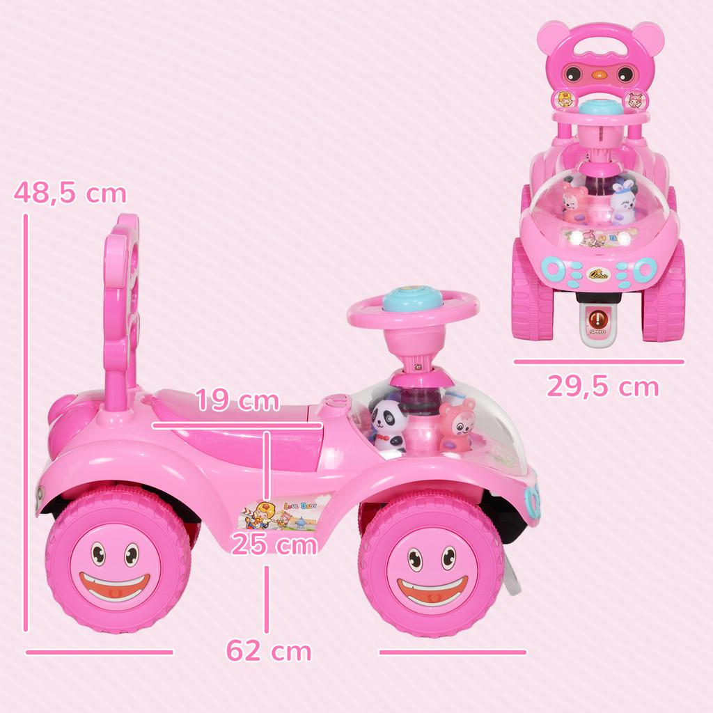 Children's Ride-On Push Car, Without Pedals, Pink