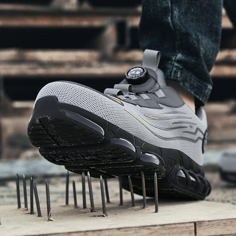 Кроссовки рабочие с вращающимися кнопками, воздушная подушка, стальной носок, защитные ботинки, противоударные рабочие туфли, неразрушаемая защитная обувь для мужчин