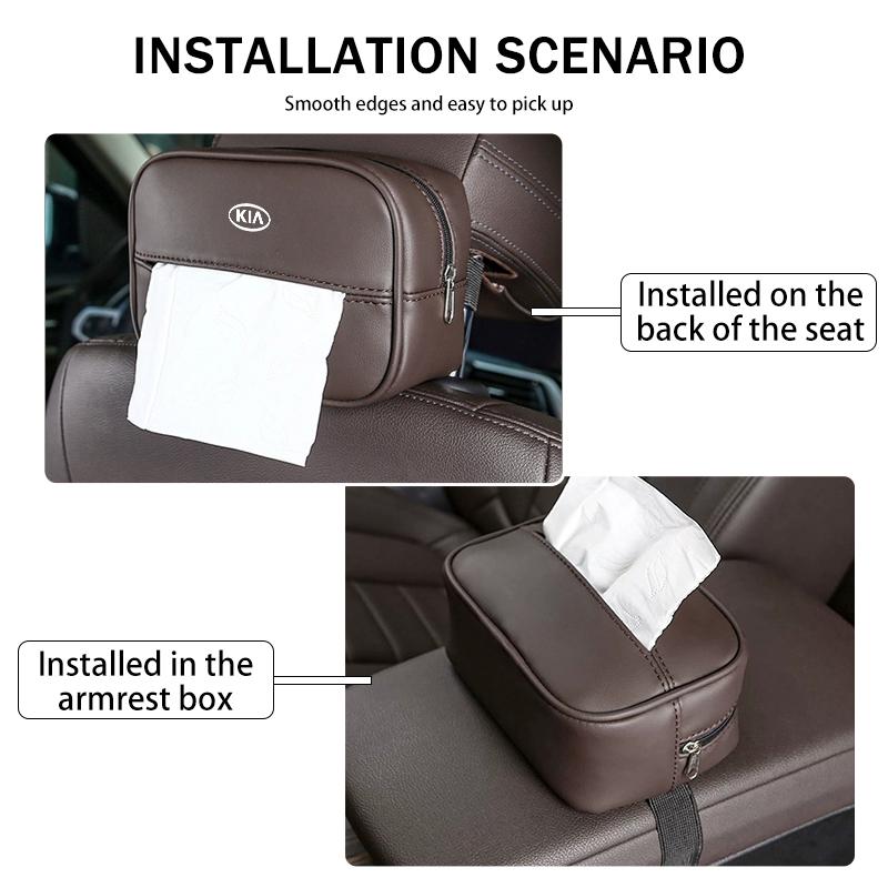 Car Seat Back Tissue Box Auto Interior Storage Tissue Bag For KIA K5 K2 Rio Optima Sportage Venga Sorento Stonic Forte kdtn80