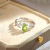 S925 Sterling Silver Natural Crystal Stone Leaf Four-claw Ring Fashion Light Luxury High-end Personality Ring