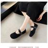 Women's Felt  Shoes Square Toe Ballet Flats for Female New Fashion Buckle Strap Ladies Shoes Spring Autumn