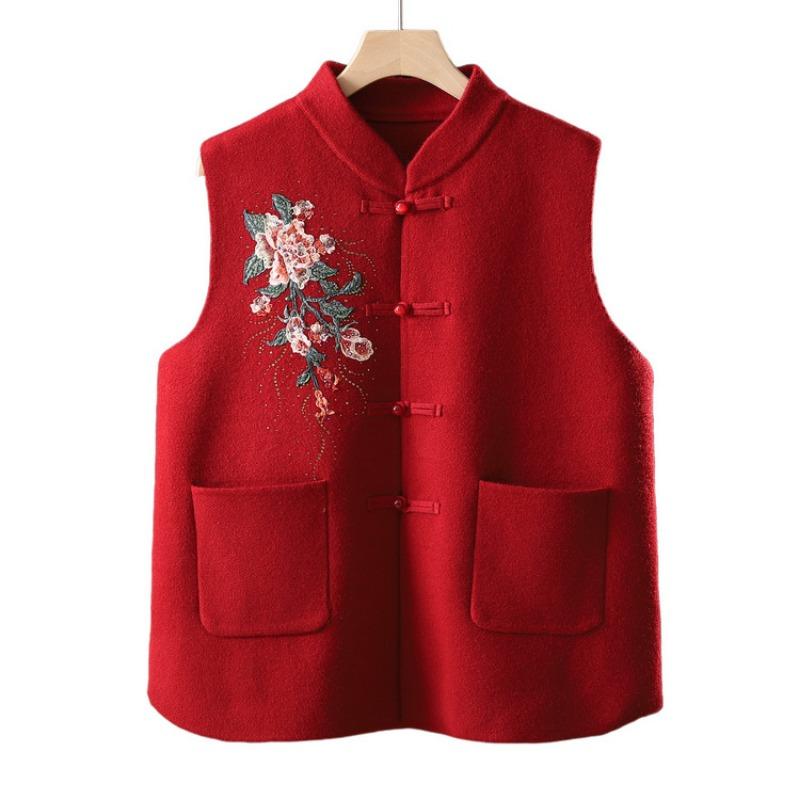 Spring and Autumn Velvet Vest Grandma Wear Thickened Vest Jacket Mother Old Man On Clothes Autumn Clothes Embroidery