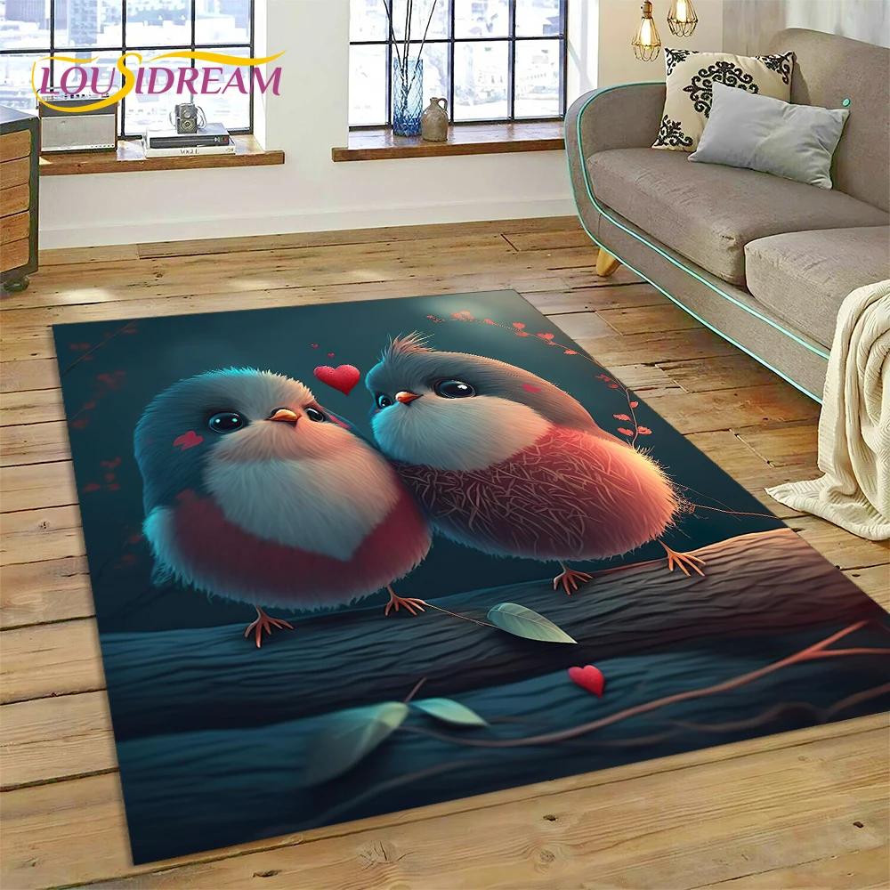 Cute Dream Birds Parrot Peacock Cartoon Rug Carpet for Living Room Bedroom Decor,floor Mat Non-slip Decoration for Sofa Doormat