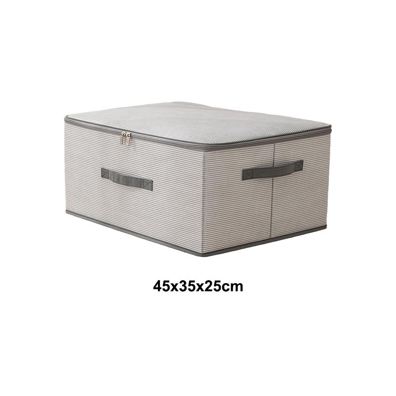 Складной нетканый ящик для хранения в полоску, складной, с ручкой для переноски, органайзер для одежды, молестойкий, влагостойкий, большой вместимости, экономящий место