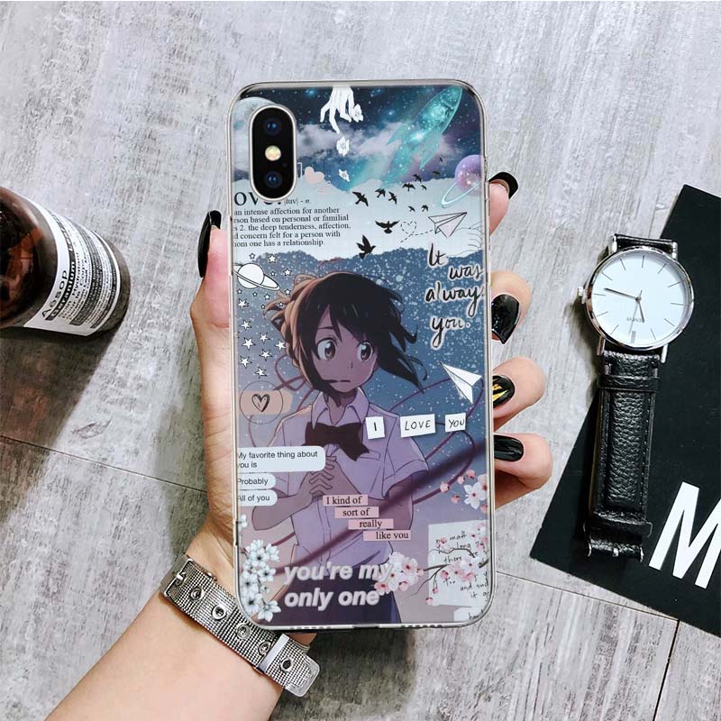 Kimi No Nawa Анимация аниме Чехол для телефона Для iPhone 17 Air 16 15 Plus 11 14 Pro Max 13 Mini 12 7 8 + SE Узор Арт Индивидуальный Co
