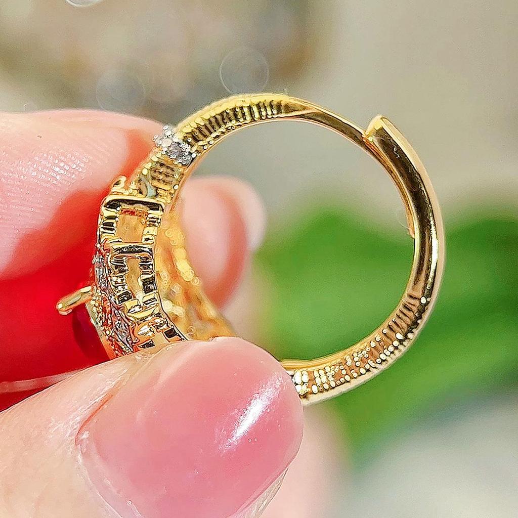 Регулируемые кольца овальной огранки CMM с красным фианитом, роскошные двухцветные свадебные кольца с большим цветком для женщин, классические ювелирные изделия для помолвки и вечеринки