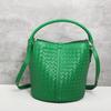 Braided Cowhide Bucket Bag Women's Crossbody Bag Large Capacity Premium Sense Basket Tote Women's Commuter Shoulder Bag
