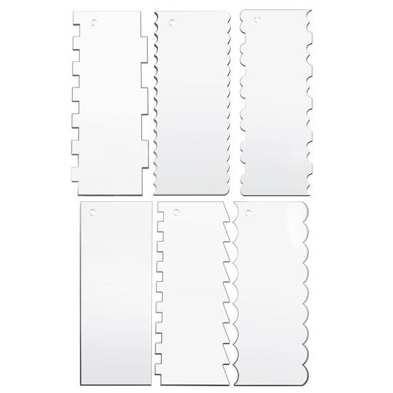 6Pcs Large Acrylic Cake Scraper Set Cakes Smoother Scraper Transparent Decorating Contour Stripe Cake Comb Kitchen Baking Tool