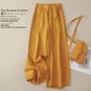 New Women's High-Waisted Retro Wide-Leg Pants - Spring/Summer Casual Cotton & Linen Draped Trousers