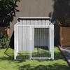VidaXL Dog Niche with Yard, Dog Shelter with Roof, Pet Cage, Outdoor House Patio, Grey 172358